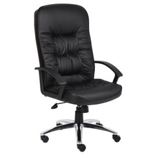 Boss High Back LeatherPlus Chair W/ Chrome Base