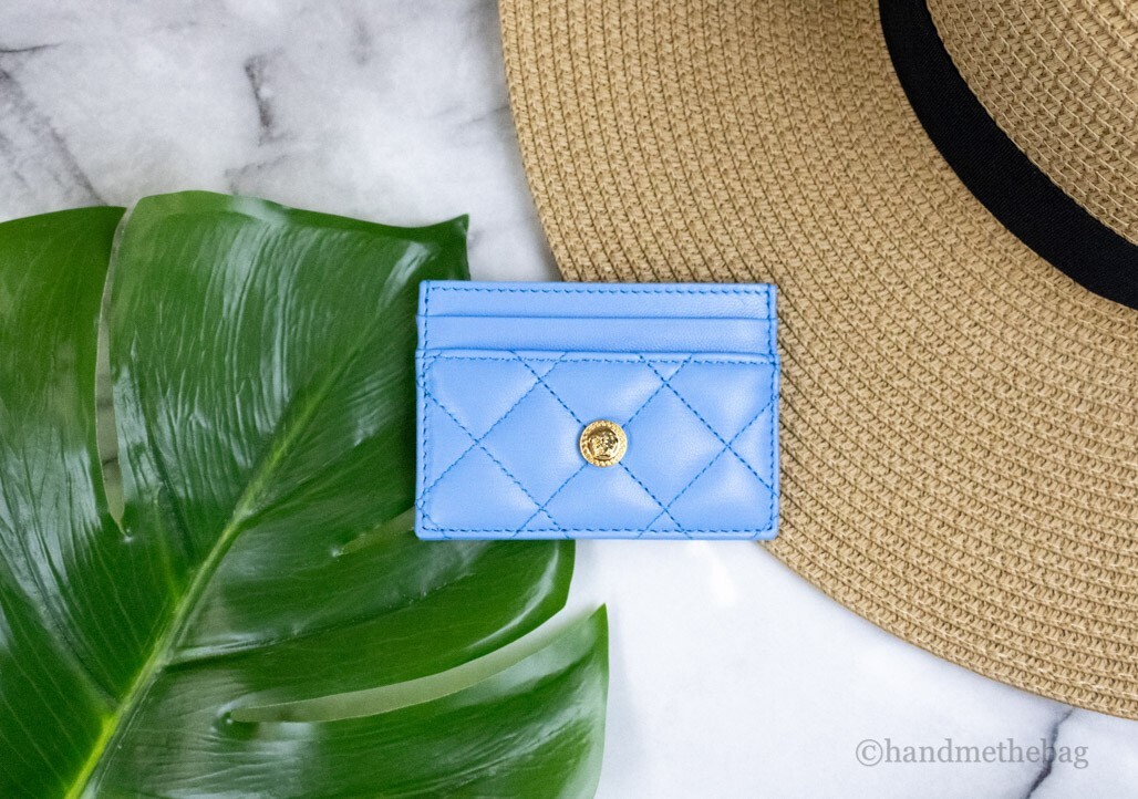 Versace★素敵！Blue Leather Quilted Card Case Compact Wallet s-l1200.jpg