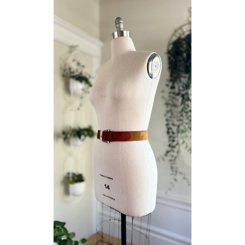 Vintage 1970s Belt 70s Suede Two-Tone Suede Boho Hippie Leather Red Yellow - Picture 3 of 8