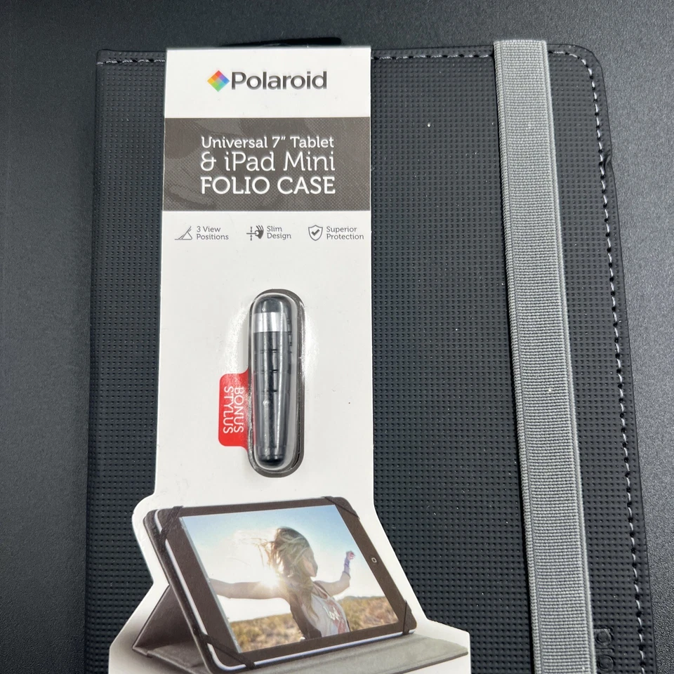 Polaroid Universal 7" Tablet Folio Case for iPad Mini With Bonus Stylus New - Image 2 of 4