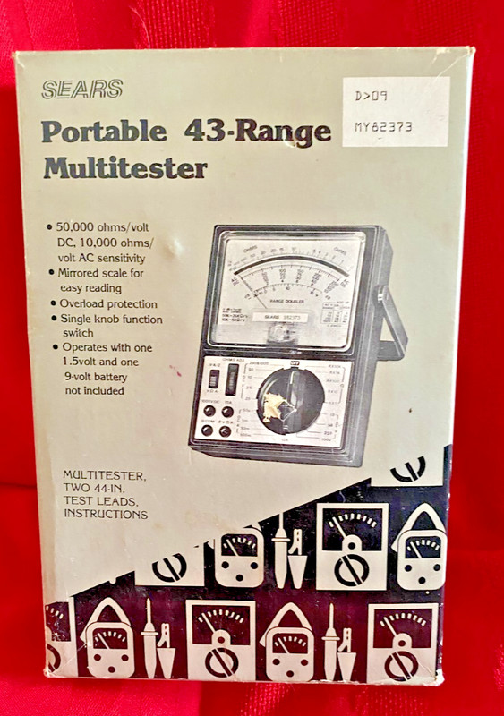 Vintage Complete Sears Portable 43 Range Multitester MY82373 Not tested w Manual