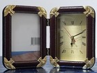 LOUI  MICHAEL PICTURE FRAME & QUARTZ HAND CLOCK BRASS BORDERS BLACK VELVET BACK