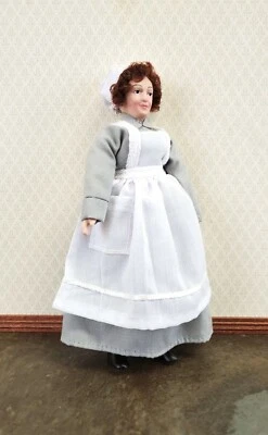 DOLLS HOUSE EMPORIUM Dollhouse Miniature Maid Cook Housekeeper Doll Porcelain Poseable 1:12 Scale