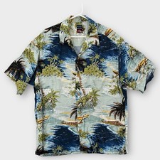 Vintage Quiksilver Shirt Mens Large Made In USA Rayon Hawaiian Camp Aloha Button