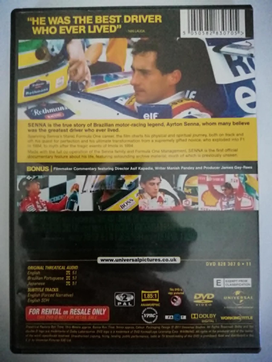 DVD Senna. Movie. Film. Ayrton Senna. Formula One Motor Racing