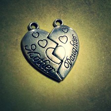 Dijes Corazón Plata Antigua Madre Hija Amistad Dijes Corazón Roto Conjunto