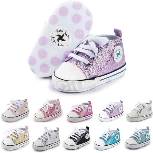 Baby Girls Boys Shoes Soft Anti-Slip Sole Newborn First Walkers High Top Canvas