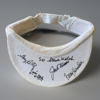Detroit Tigers 1984 World Series Visier, signiert: Morris, Whitaker, Herndon, Petry