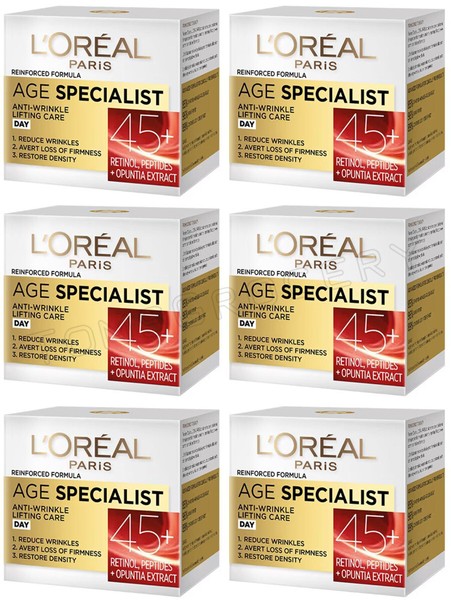 6 cremas de día L'OREAL AGE SPECIALIST 45+ 50 ml