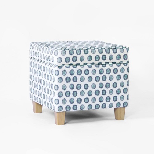 Homepop Ottomans 17.5" Small Medallion Ikat Print Upholstered Square Storage - Picture 2 of 9