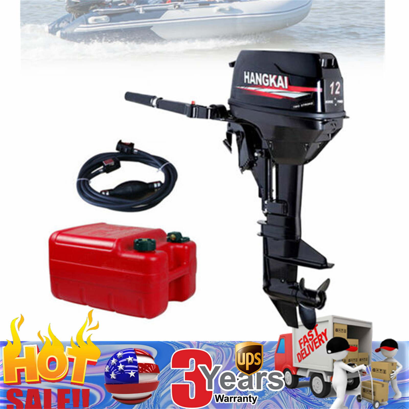 618 HP 2/ 4Stroke Water Air Cooling HANGKAI Outboard Motor Fishing