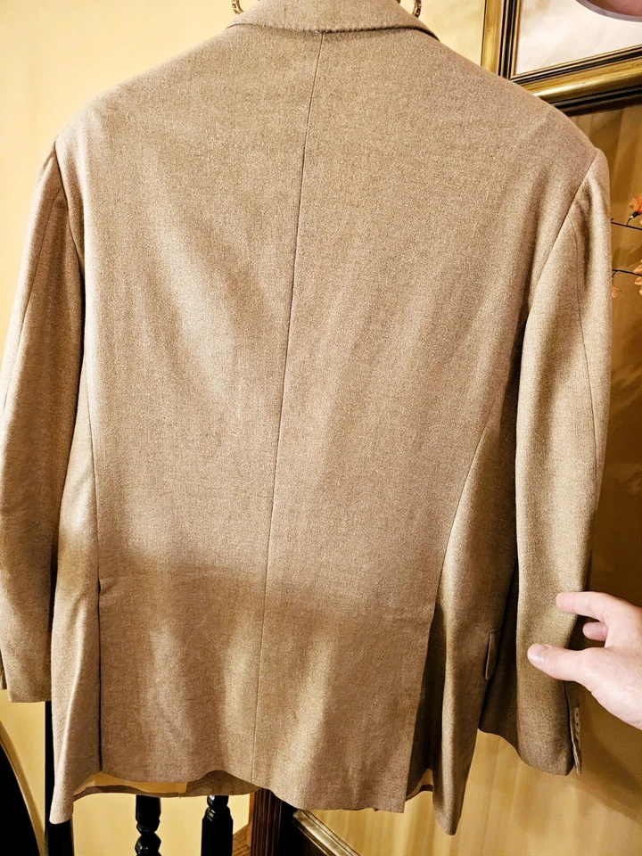 Blazer/abrigo deportivo Kiton Napoli Italia color cachemir tostado/lino de un solo pecho $11,290 Foto 4 de 4