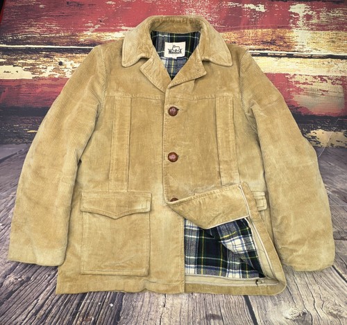 Vtg Woolrich Jacket Corduroy Men 40 M Wool Flannel Lined Chore Barn Coat Mod 70s - Picture 11 of 16