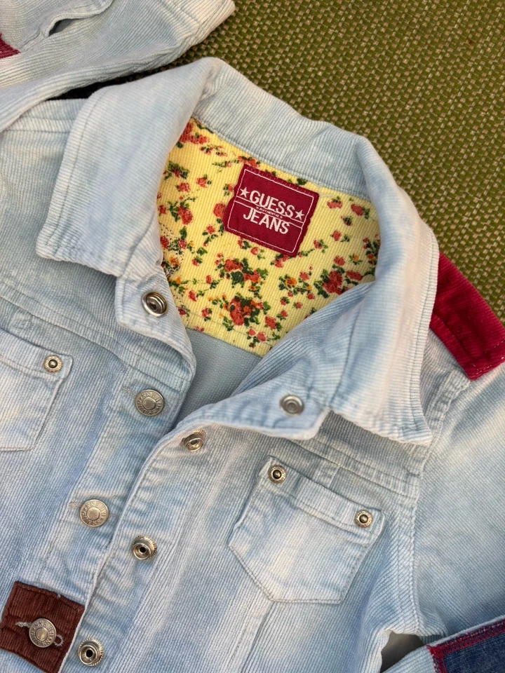 Raro conjunto de pana vintage Guess Jeans retazos niñas 2 piezas | talla 3-4, Y2K Foto 3 de 4