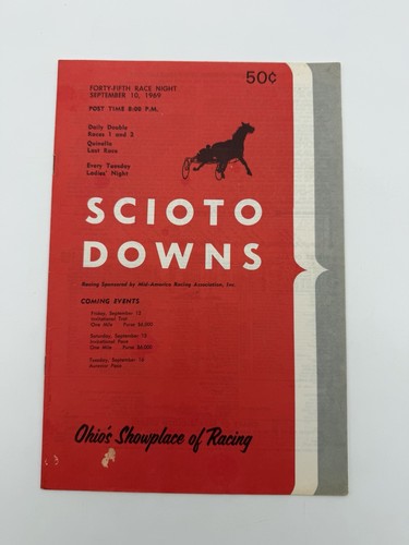 1969 Scioto Downs Horse Racing Program Sept 10 Columbus Ohio