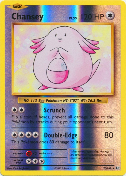1x Chansey - 70/108 - Holo Rare - Reverse Holo NM-Mint Pokemon XY-- Evolutions
