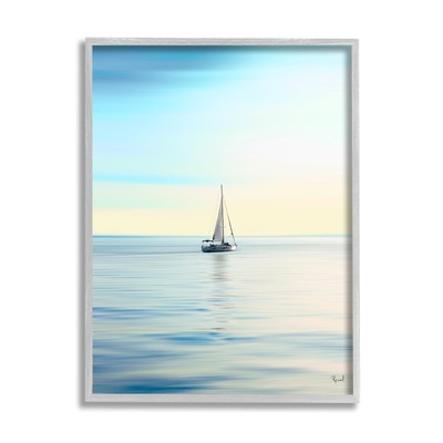Blue Sunlit Sailboat Framed Giclee Art by Renel Peters