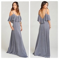 NWT Show Me Your Mumu Renee Ruffle Maxi Dress Dancing Queen Shine Smoke Size XS
