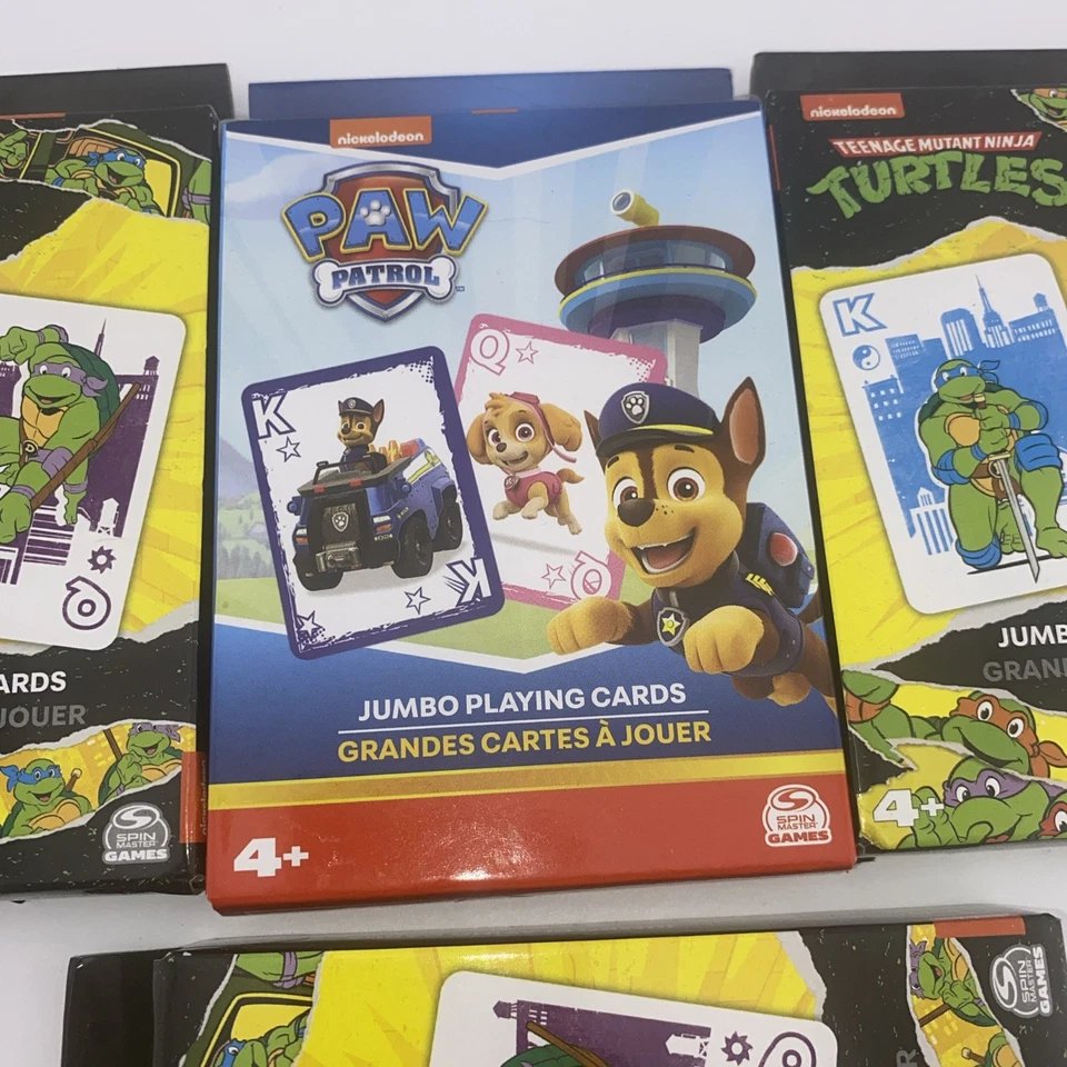 Paquete de 4 juegos de cartas para niños de 4+ años Paw Patrol/adolescente mutante Ninja Turtles juego ABC Foto 3 de 4