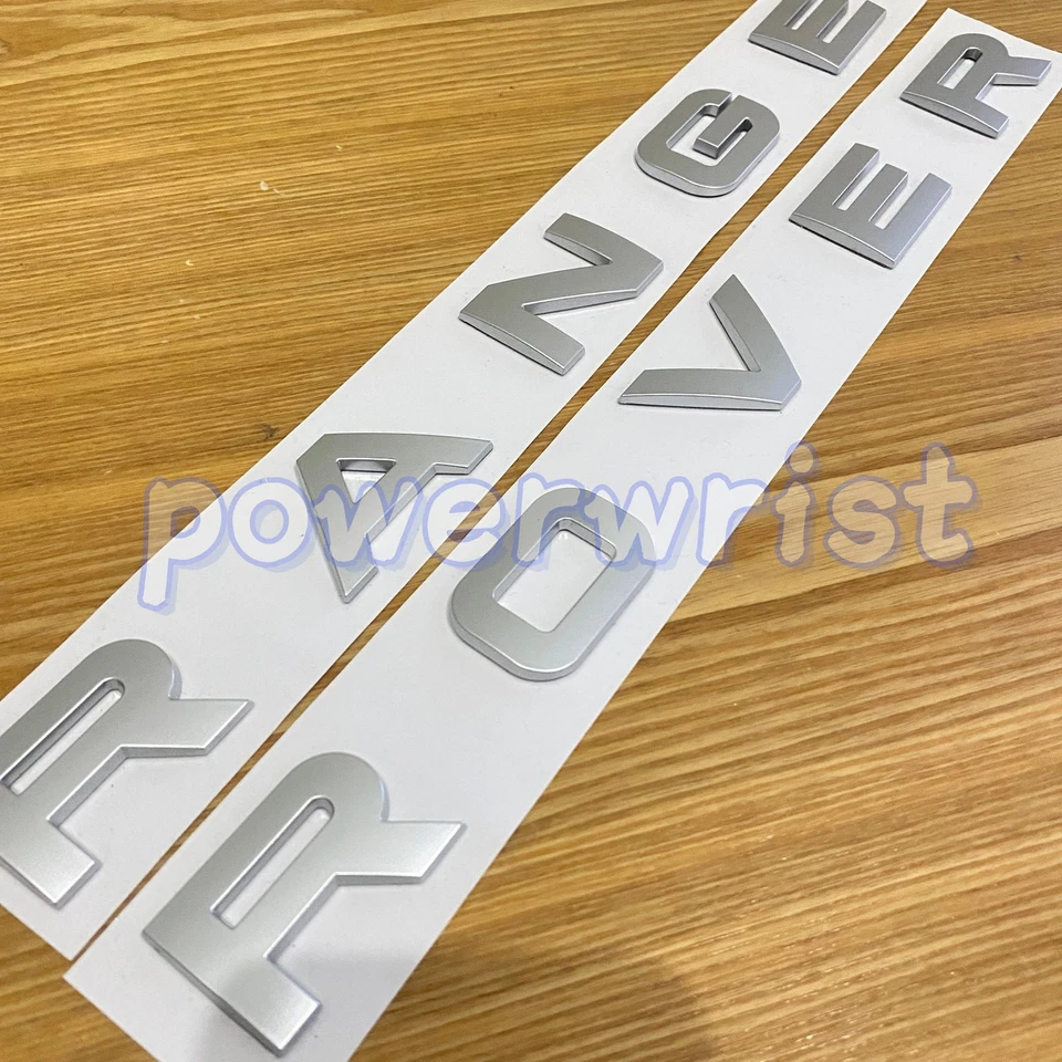 2PCS Rear Front Nameplate Emblem For Range Rover Letter Badge Sport Matte Silver Foto 3 de 4