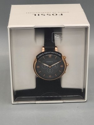 NEW SEALED Fossil Monroe Hybrid HR Smartwatch FTW7035 Rose Gold Black Leather