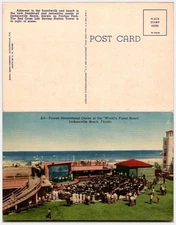Jax Beach FL Tourist Hub 50s Era Postcard: Worlds Finest View 1939 Bandshell