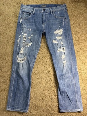 Agolde Isabel Jeans Women 28 Blue Denim Distressed Straight Leg Mid Rise Grunge
