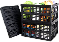 3 Pack 34 L Large Plastic Folding Crates Storage Collapsible Crate Storing Food