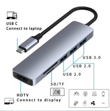 6-In-1 USB C Hub Docking Station Type C to HDMI Adapter for Macbook iPhone iPad