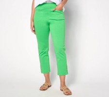Belle by Kim Gravel Pearls-Ponte Pant-Golf Green-Reg 4 A636332 NEW