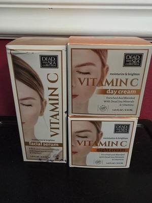 Dead Sea Collection Moisturize & Brighten Vitamin C Serum, Day & Night Cream Set