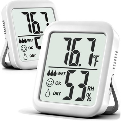 2 Pack Digital Thermometer Hygrometer For Home Greenhouse Incubator White