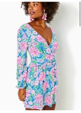 Lilly Pulitzer Riza Long Sleeve Romper Sz S Floral Coastal Floral Preppy Resort