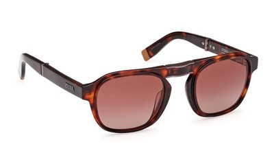 ZEGNA EZ0215/S LUCE Sunglasses Folding Sun Glasses 54H Brown Polarized Authentic
