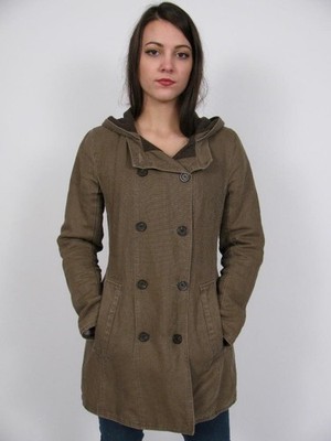 M0851 CANADA COTTON LINEN JACKET WOOL LINED LADIES HOODED DOUBLE BREASTED COAT~6