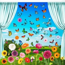 Spring Window Clings Flower Butterfly - 84 Pieces Anti-Collision Window Stickers