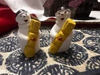 Pair Of Antique Bisque Snowman Miniature England