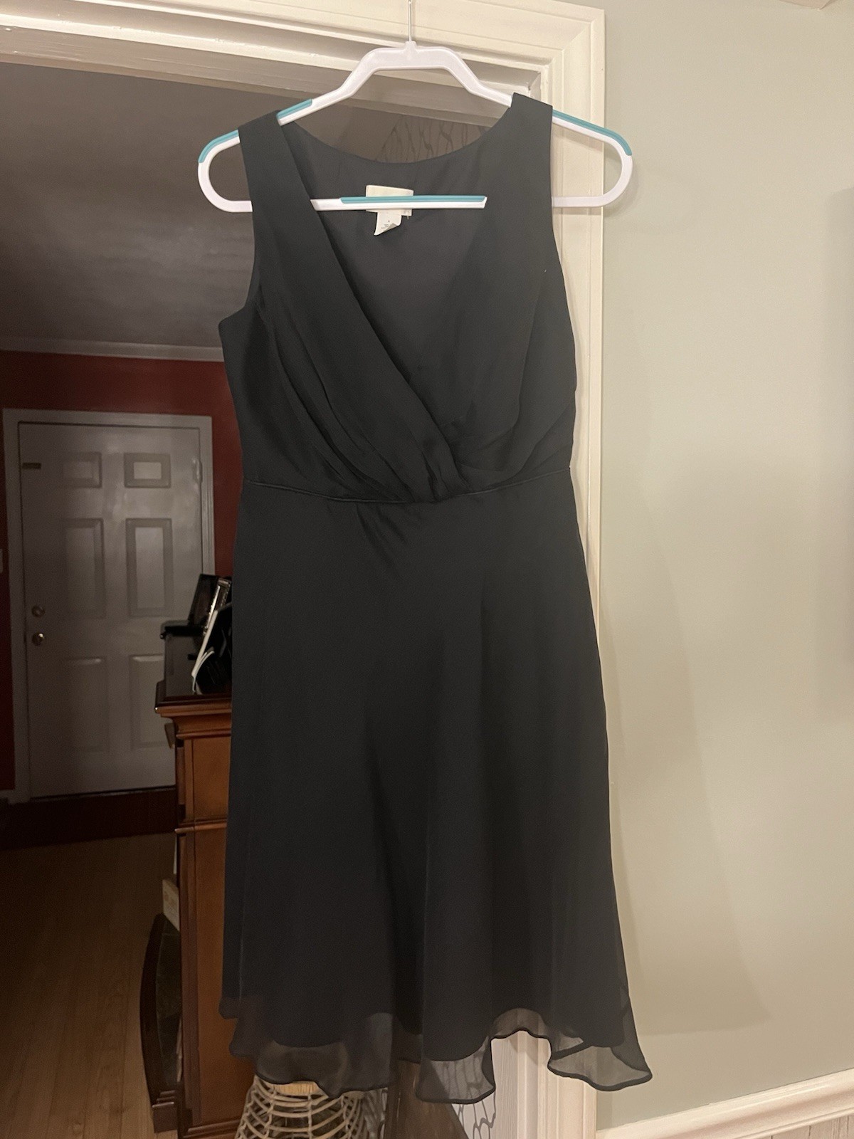 J Crew Dress 100% Silk Black Crepe Chiffon Layere… - image 1
