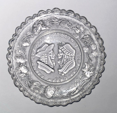 Westmoreland Glass Clear  The Wedding Day & Three Weeks After  Cup Plate Coaster