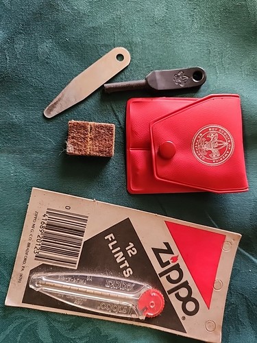Boy Scouts of America 1970s Vintage Firestarter Kit And Pack Of Zippo Flints