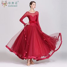 Ballroom Dance Dress Competition Long Sleeve Big Swing Women Waltz Stage Wear
