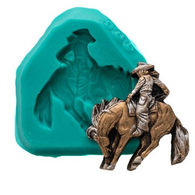Cowboy & Horse Silicone Mold Fondant Mint Gum Paste Resin Polymer Clay  (965)