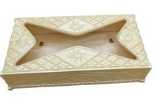 Vintage Plastic Starburst MCM Diamond Cut Tissue Box Cream Holder Wall Mount EUC