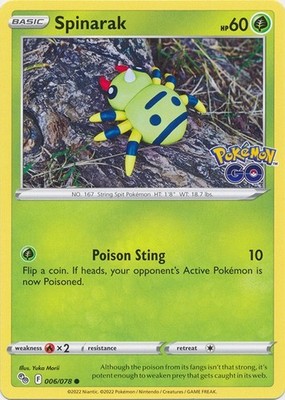 Spinarak - 006/078 - Common - Pokemon GO - Near Mint