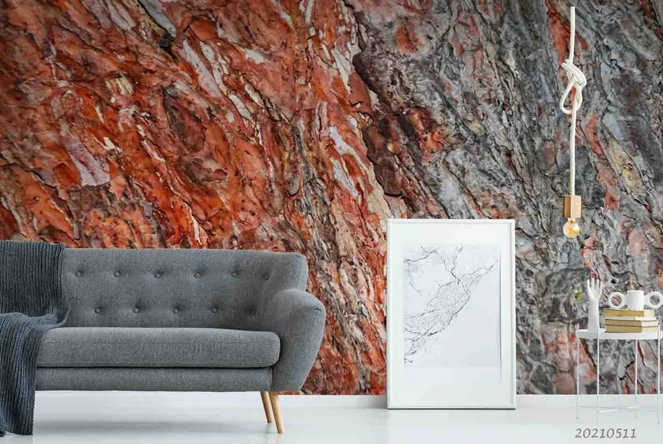 Murales de pared con textura de corteza de madera 3D papel tapiz murales pegatina de pared Foto 3 de 4