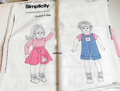 Poodle Skirt Overalls Shirt Fabric Panel Sew 2 Outfits 18'' Dolls American Girl