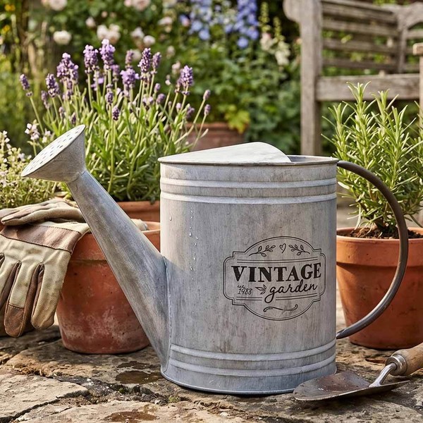 Deko GießKanne Vintage Garden Zink Patiniert Giesskanne Antik-Stil-image