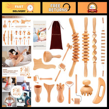 16-in-1 Wood Therapy Massage Tools Kit for Muscle Pain Relief  Body Sculpting