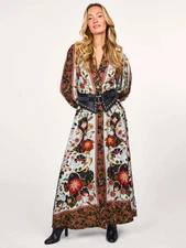 NWT Christian Lacroix Long Sleeve Floral Maxi Shirtdress Sz S