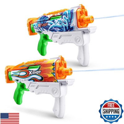 X-Shot Fast-Fill Skins Hyperload (2 Pack) by ZURU, Watergun, Water Blaster To
